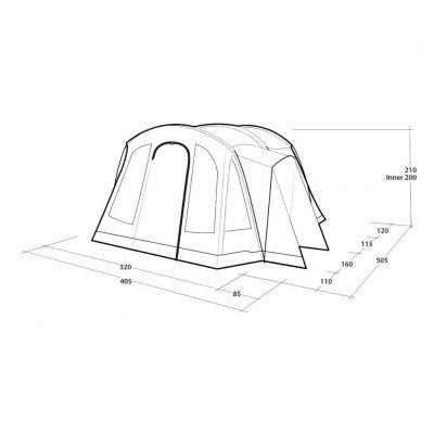 Dimensional drawing for the Outwell Nevada 5 family tent