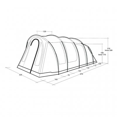 Dimensions for Outwell Phoenix 5 tent.