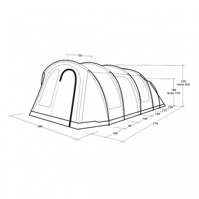 Dimensions for Outwell Phoenix 6+2 tent.