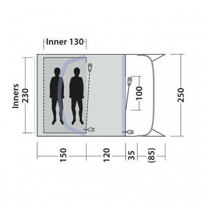 Floor plan Outwell San Antonio 2 Air family tent.