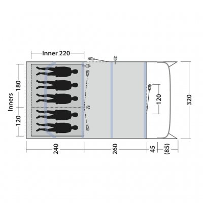 Floor plan Outwell Colorado 5 Air family tent.