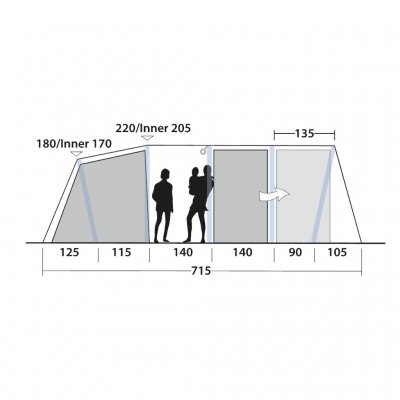 Height Outwell Tennessee 6+2 Air family tent