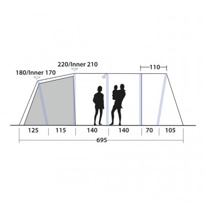Height Outwell Tennessee 7 Air family tent