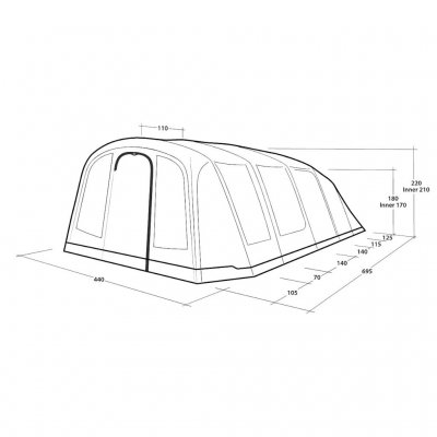 Dimensions for Outwell Tennessee 7 Air family tent