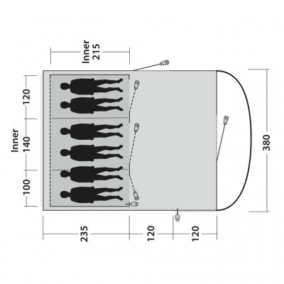 Floor plan for Outwell Sky 6 family tent.