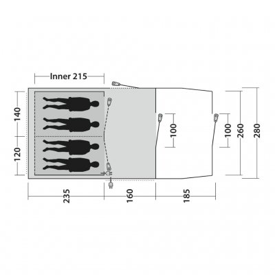 Plan for Outwell Rockwell 4Camping Tent for 4 people.