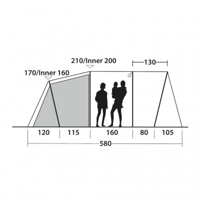 Height sketch for Camping Tent Outwell Rockwell 4