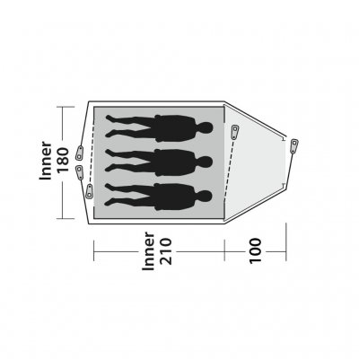 Floor plan for Outwell Cloud 3 dome tent.