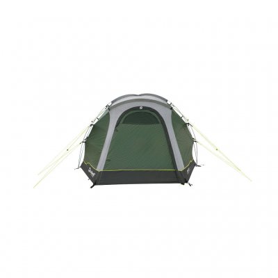 The Outwell Cloud 3 seen from the front with the door closed highlights the robust construction and integrated weather protectio
