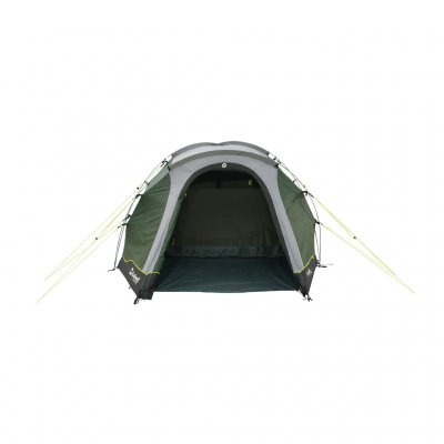 Outwell Cloud 3 with open entrance door shows off the wide entrance and flexible awning that provides extra protection and flexi