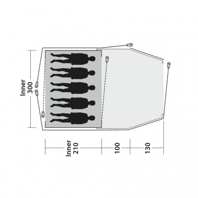 Floorplan for Outwell Cloud 5 Plus dome tent.
