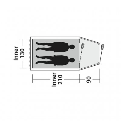 Floor plan with two beds for camping tent Outwell Earth 2