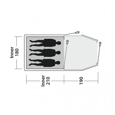 Floor plan for the Outwell Earth 3 tent.