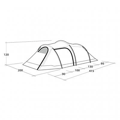 Dimensional drawing for the Outwell Earth 3 camping tent.