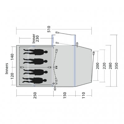 Floor plan for the Outwell Montana 4 Air family tent.