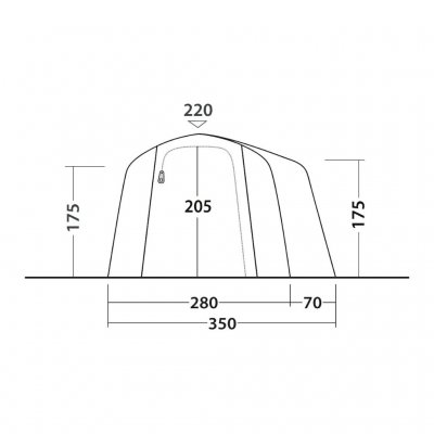 Sketch of the front of the Outwell Montana 4 Air tent