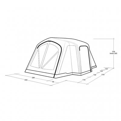 Dimensions of the Outwell Montana 4 Air family tent.