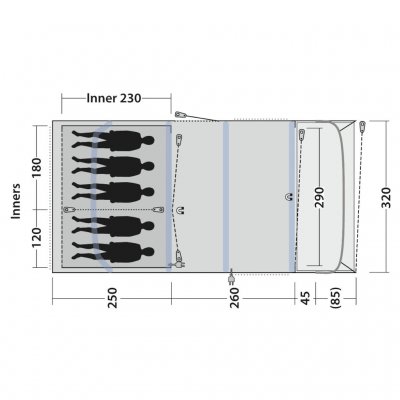 Floor plan for the Outwell Florida 5 Air family tent