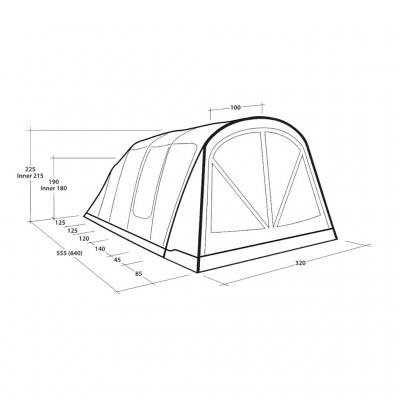Dimensions of the Outwell Florida 5 Air family tent