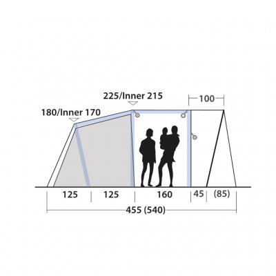 Height sketch for Outwell Nashville 5 Air TC