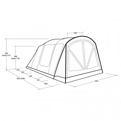 Dimensional sketch for Outwell Nashville 5 Air TC