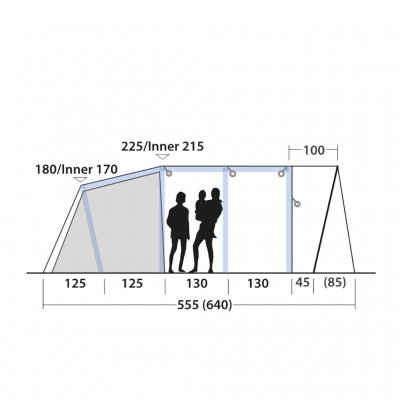 Height sketch for Outwell Alabama 6 Air TC Family Tent