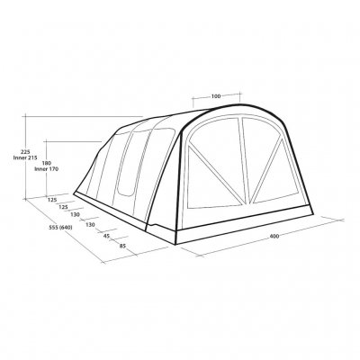 Dimensional sketch for Outwell Alabama 6 Air TC family tent