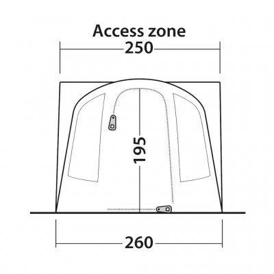 Sketch of the lock with connection height and width to Outwell Santa Monica Air