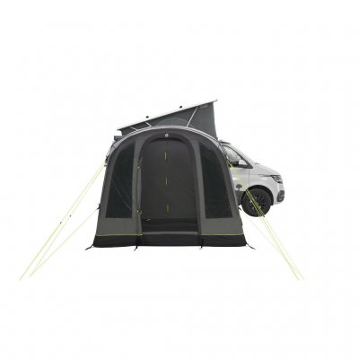The J-shaped front door can be rolled away completely