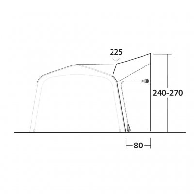 Height dimensions from the side for Outwell Jonesville 290/440SA