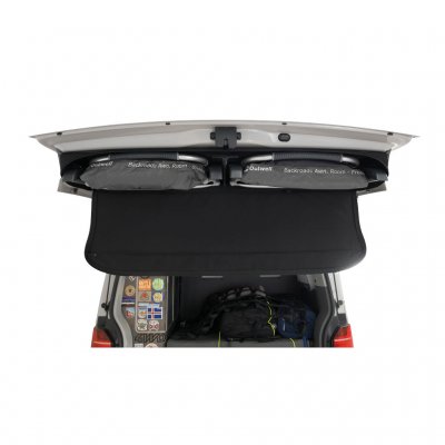 The awning tent can be stored in the storage compartment in the trunk.