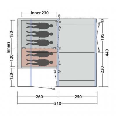 Floor plan for the Outwell Maryland 5 Air