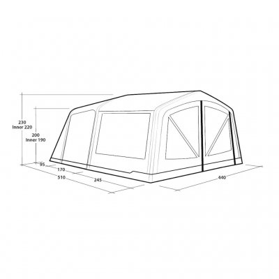 Dimensions of the Outwell Virginia 5 Air TC