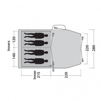 Floor plan for the Outwell Nevada 4 family tent