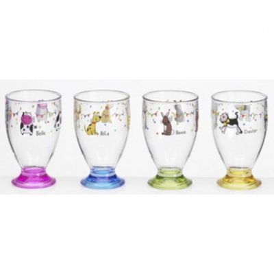 Beautiful drinking glasses in a 4-pack from Flamefield with animal motifs.