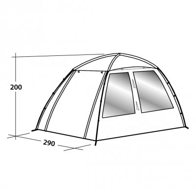 Dimensional sketch for Easy Camp Daytent Garden tent.