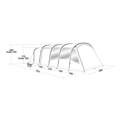 Dimensional sketch for the family tent Easy Camp Arena Air 600