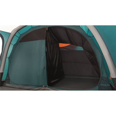 The sleeping cabin door opens completely to open up the tent in the morning.