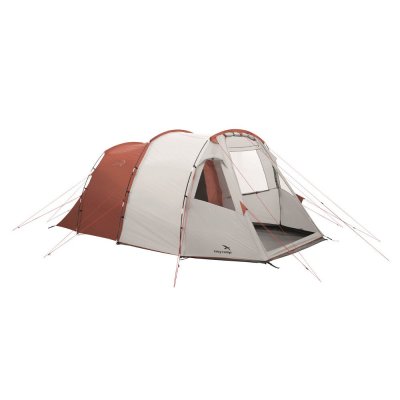 Easy Camp Huntsville 500, a cheap 5-person family tent with two darkened bedrooms and a bright living room.