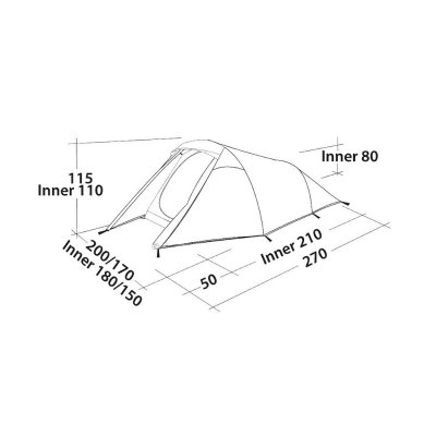 Dimensions for the camping tent Easy Camp Energy 300