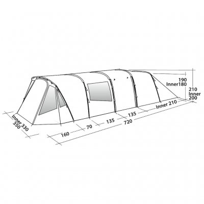 Dimensional sketch for the Easy Camp Palmdale 600 Lux family tent