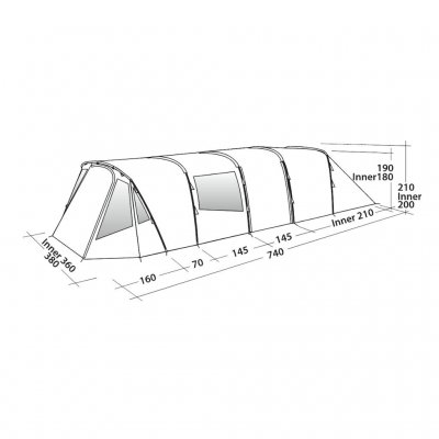 Dimensional sketch for the Easy Camp Palmdale 800 Lux family tent