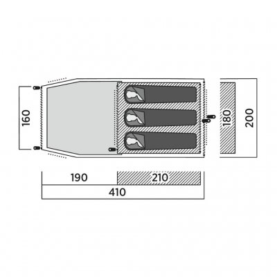 Floor plan for the family tent Easy Camp Marbella 300