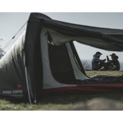 View from inside Sarek 2 – spacious two-man tent with open door, which blends into nature and offers protection with a sense of