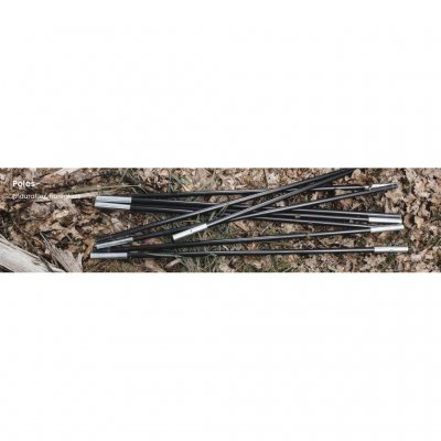 Reindal 2 tunnel tent close-up of tent poles, showing EnduraFlex fiberglass poles for stability and durability.