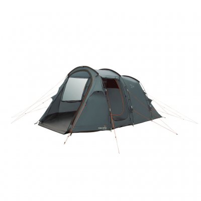 Easy Camp Hamra 4 seen obliquely from the front. Double entrances with mosquito nets - perfect when you need to ventilate the te