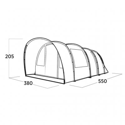 Dimension sketch for the family tent Easy Camp Skarvan 6