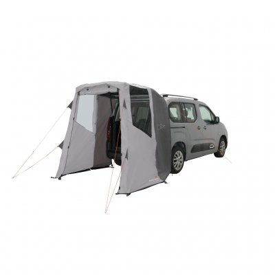 Easy Camp Krossbu Mini – a practical car tent that attaches to the back of a campervan, providing extra sheltered space for camp