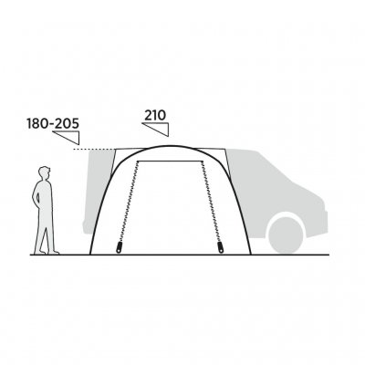 Dimensions for connecting to the car for the Easy Camp Eidfjord car tent