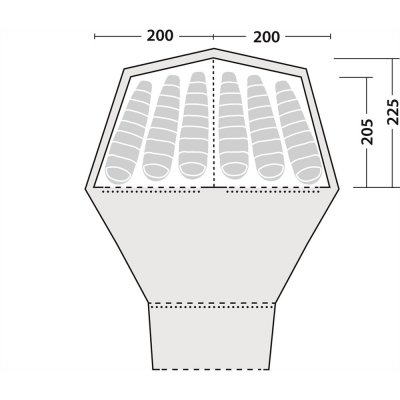 Planlösning för innertältet till Robens Kiowa